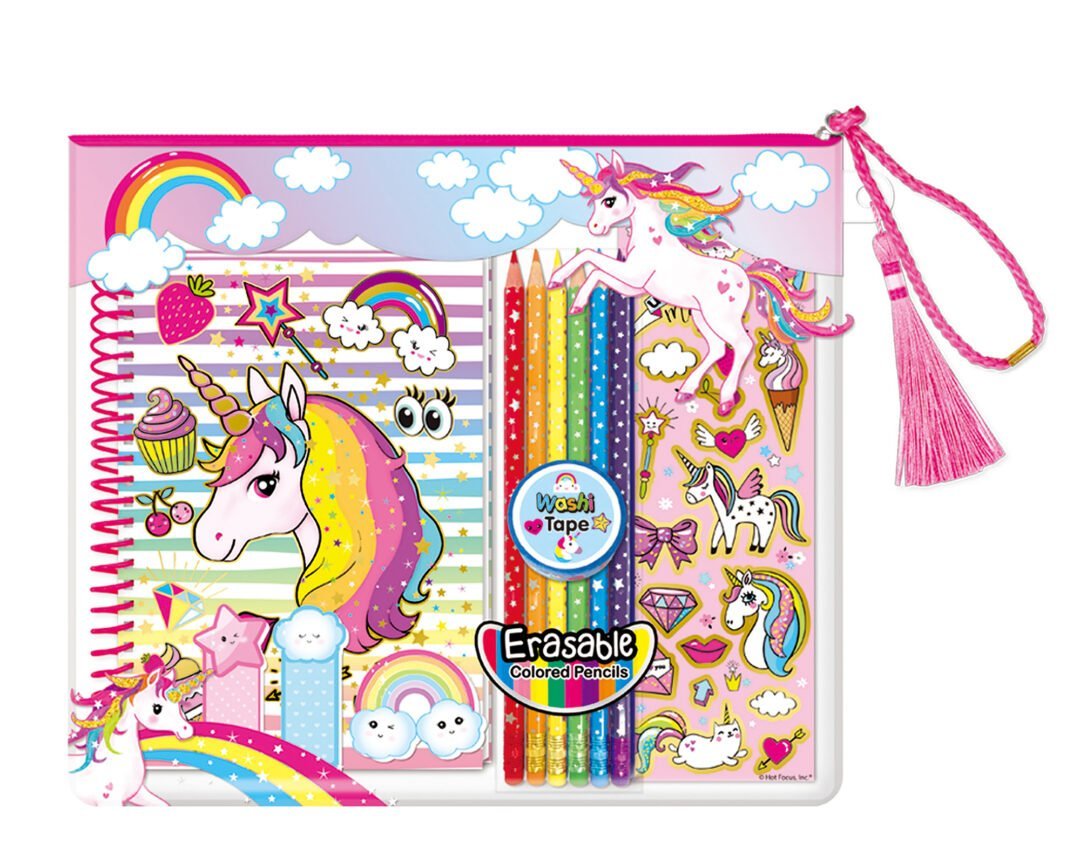 Juego de diario para colorear unicornio
