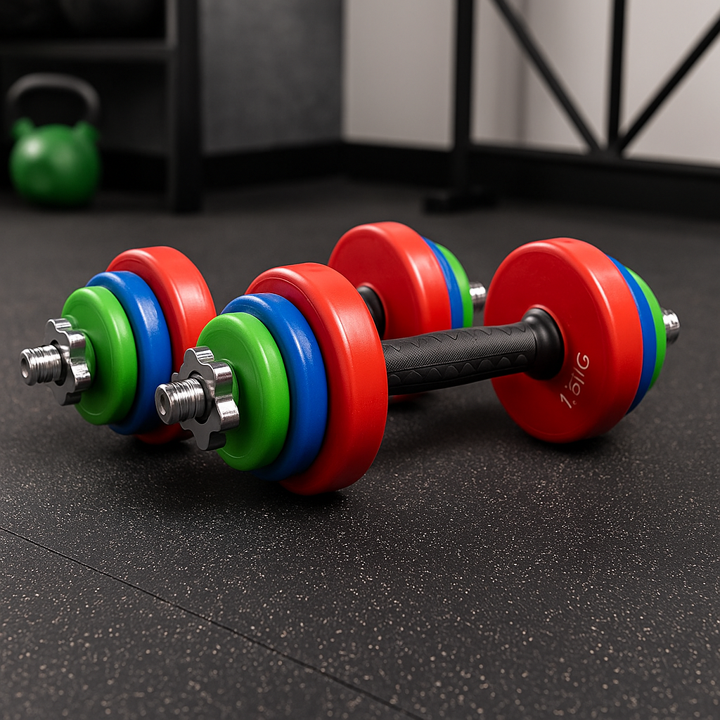 Set de mancuernas de colores ajustable 15 kg