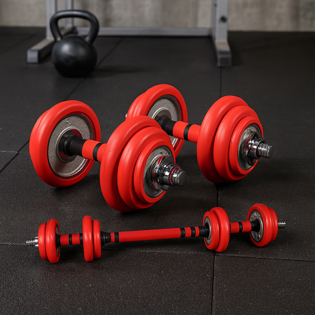 Mancuerna ajustable 15kg barra roja