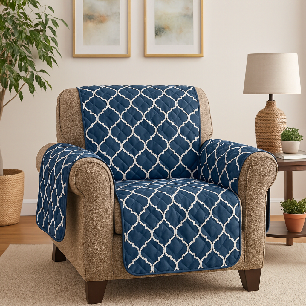 Cobertor para sillón 1 puesto azul con blanco