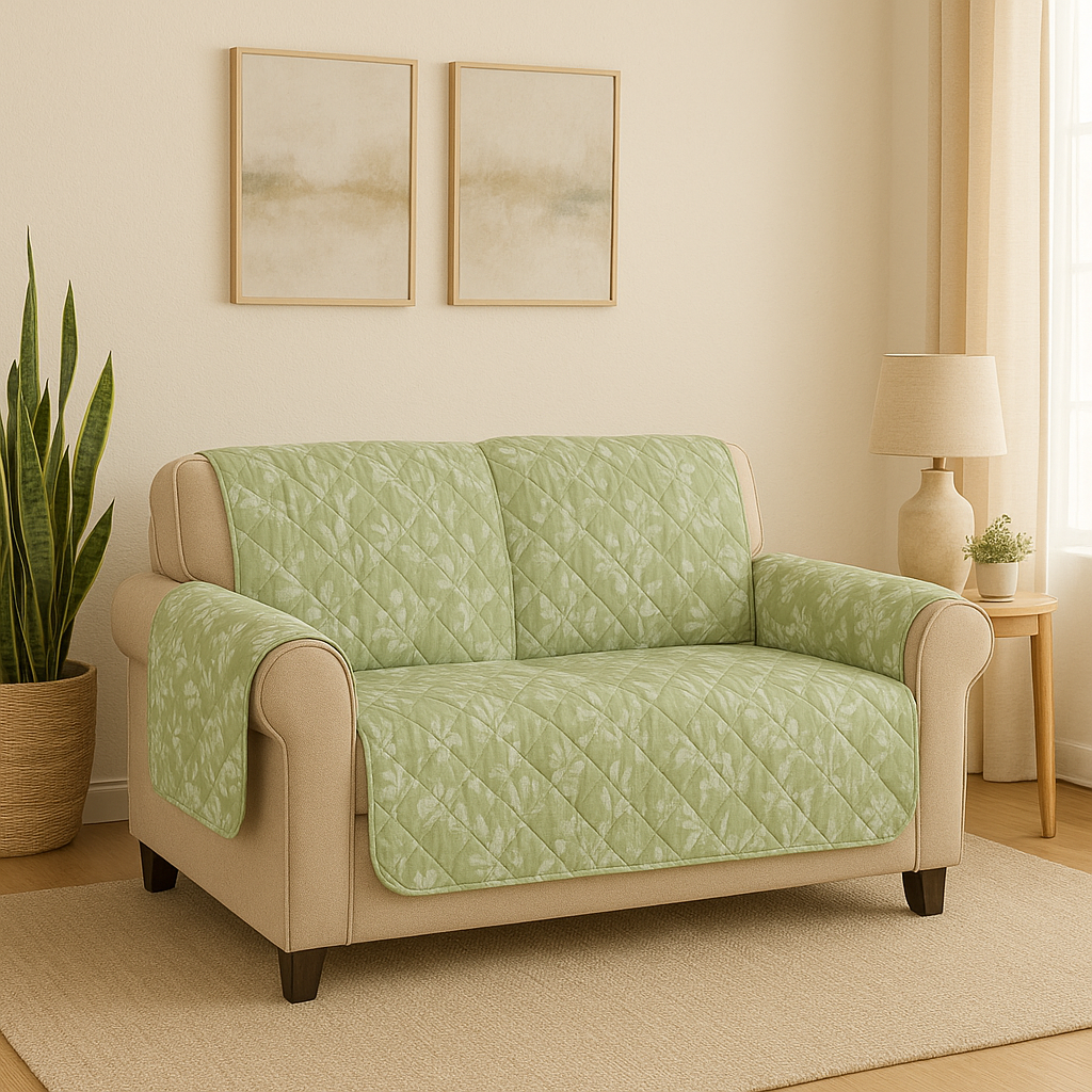 Cobertor para sillón 2 puestos verde floreado
