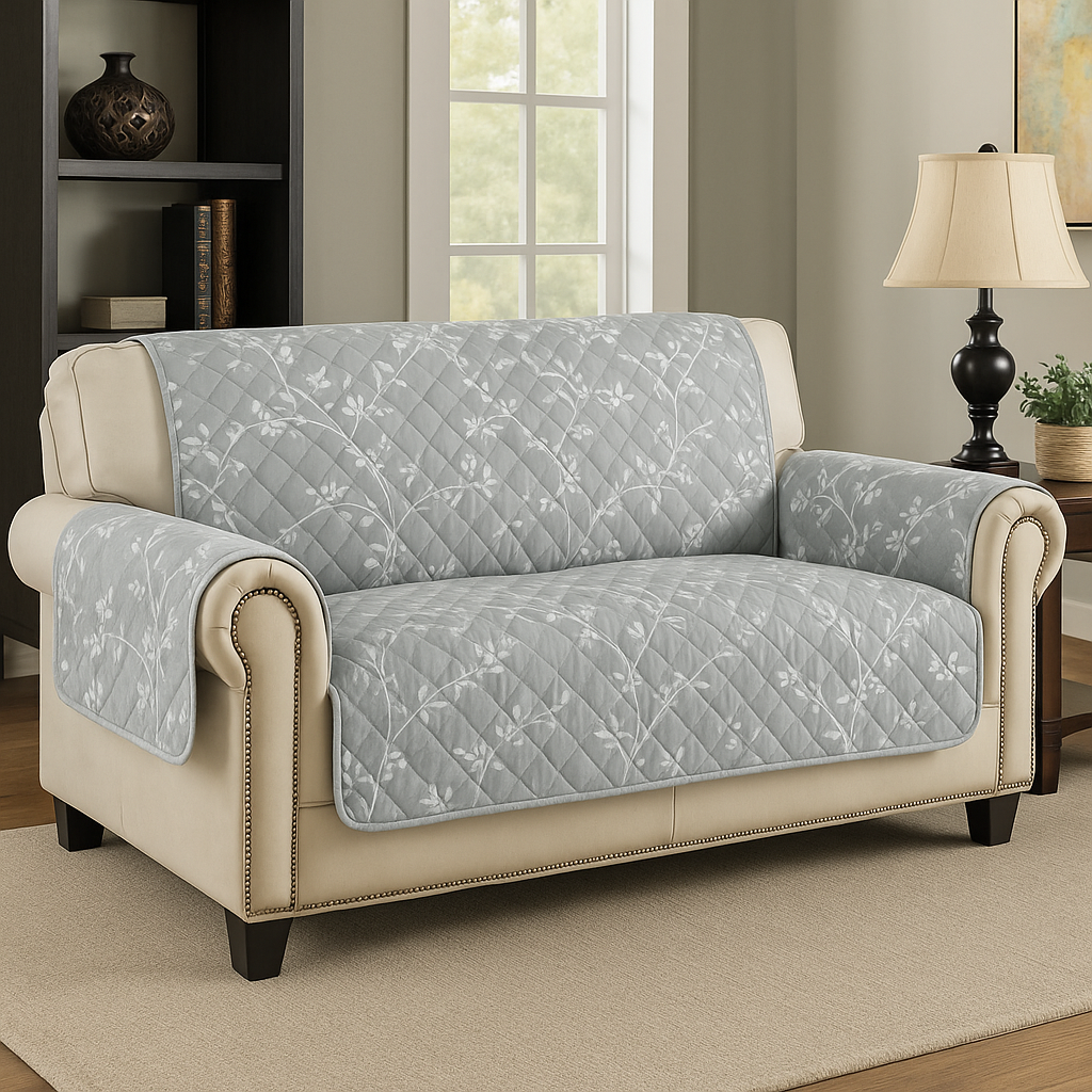 Cobertor para sillón 2 puestos gris floreado