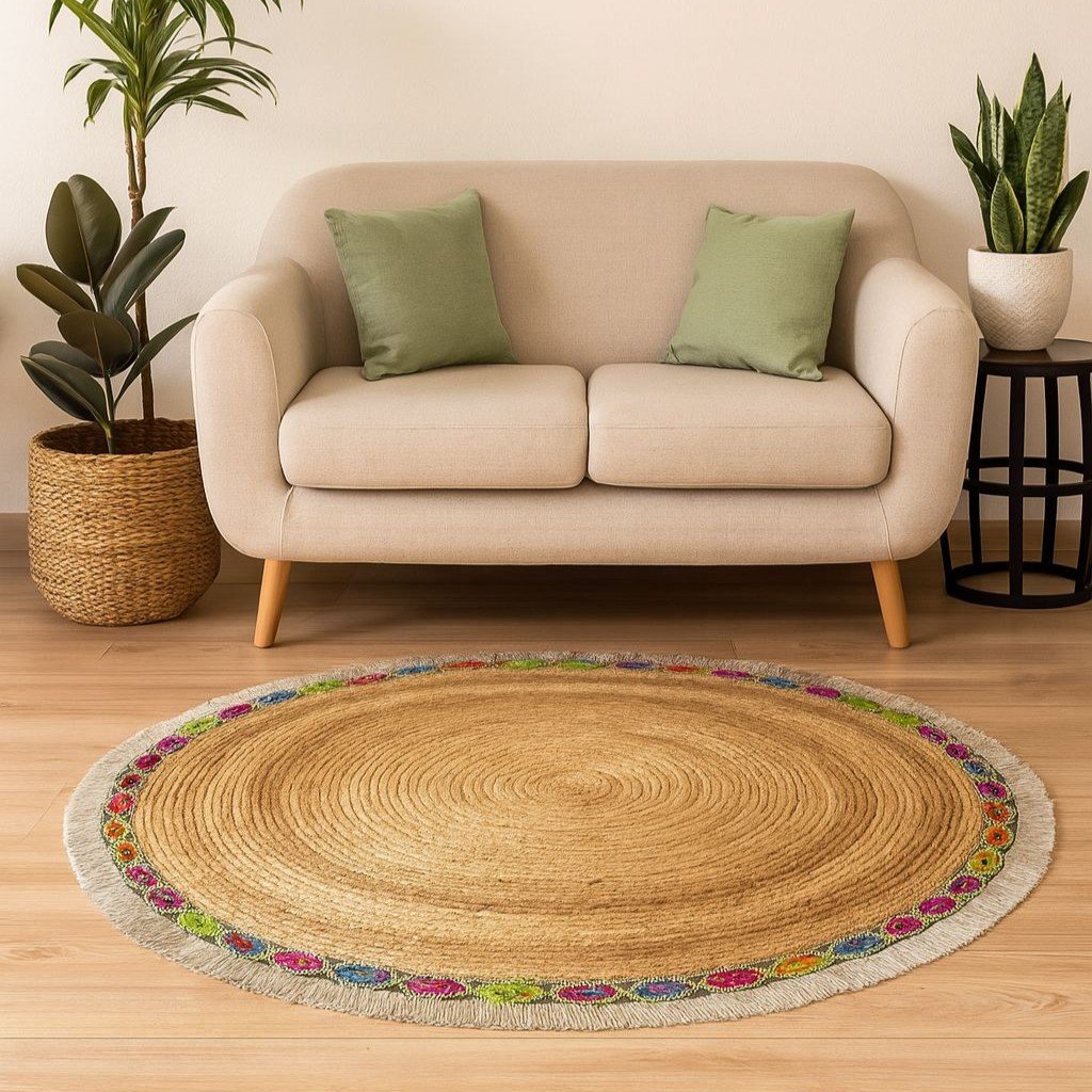 Alfombra redonda de yute 100cm