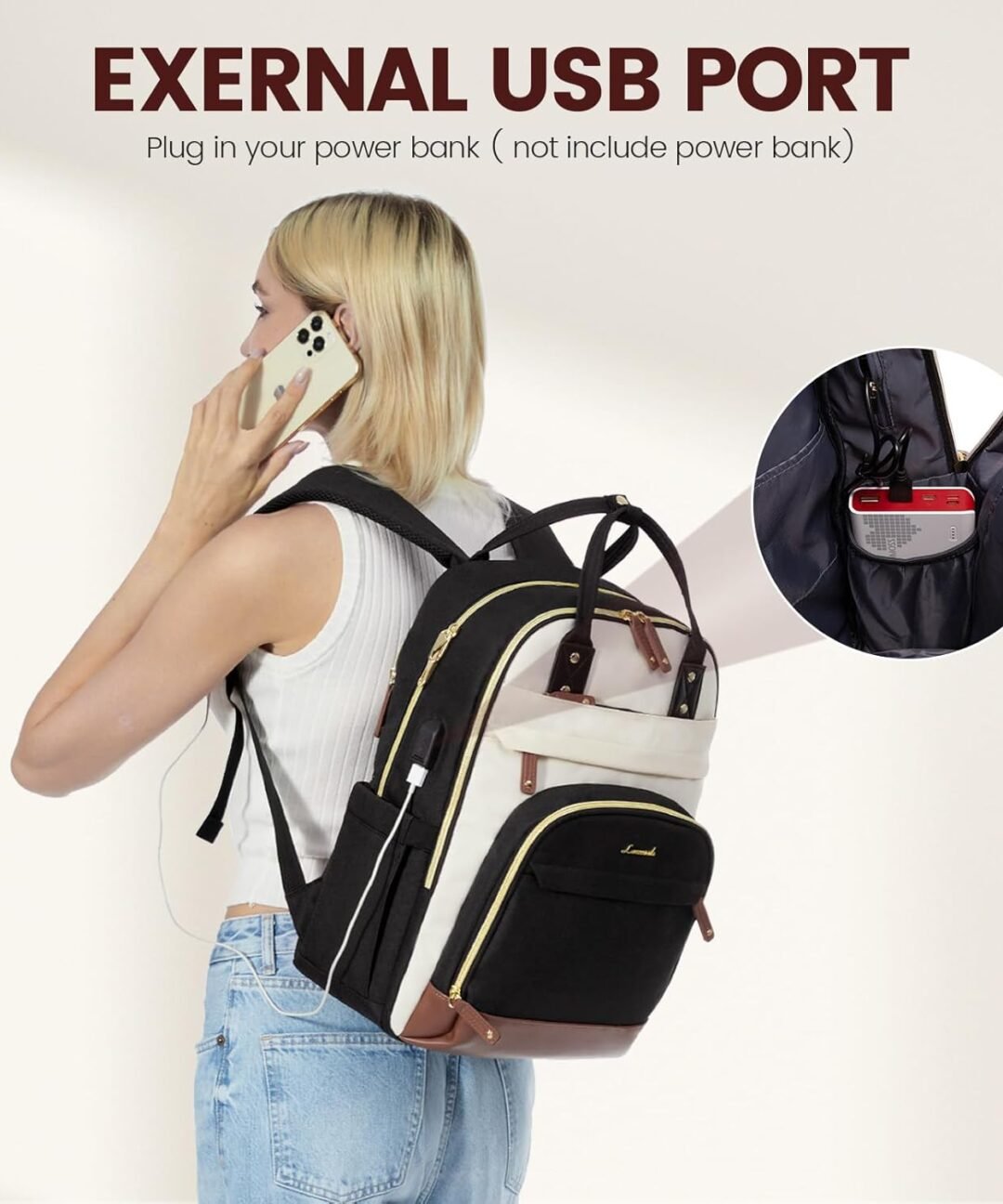 Alternative view of Bulto Aurora Negro y beige