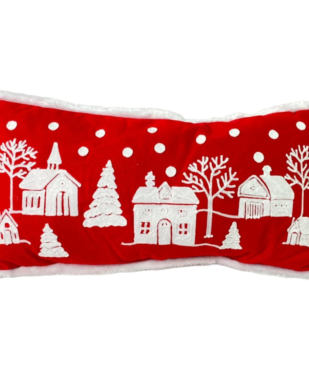 Cojín rojo de casitas