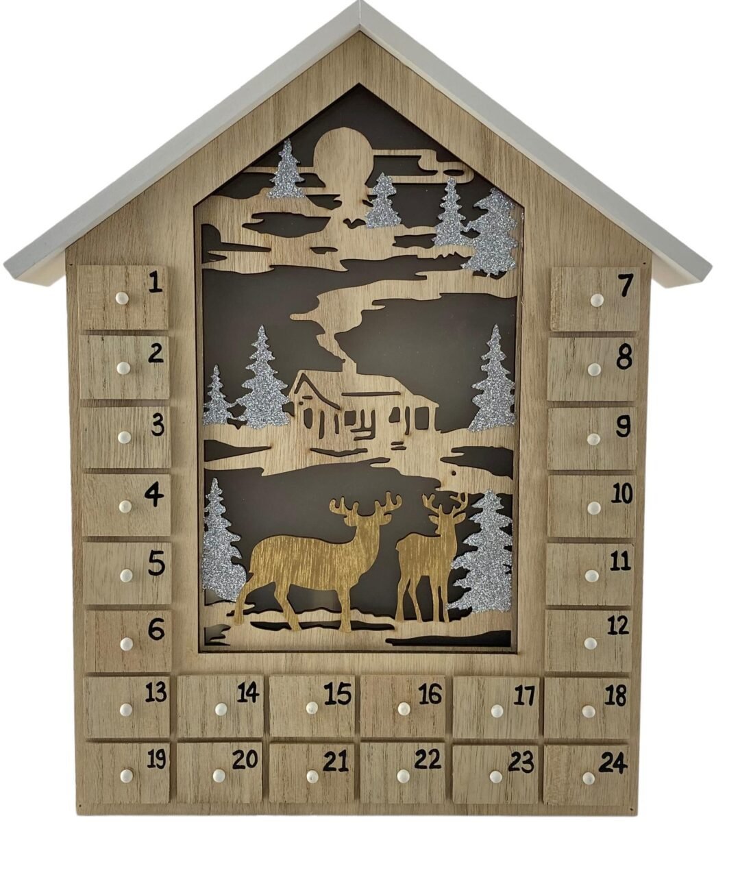 Calendario de madera con luz