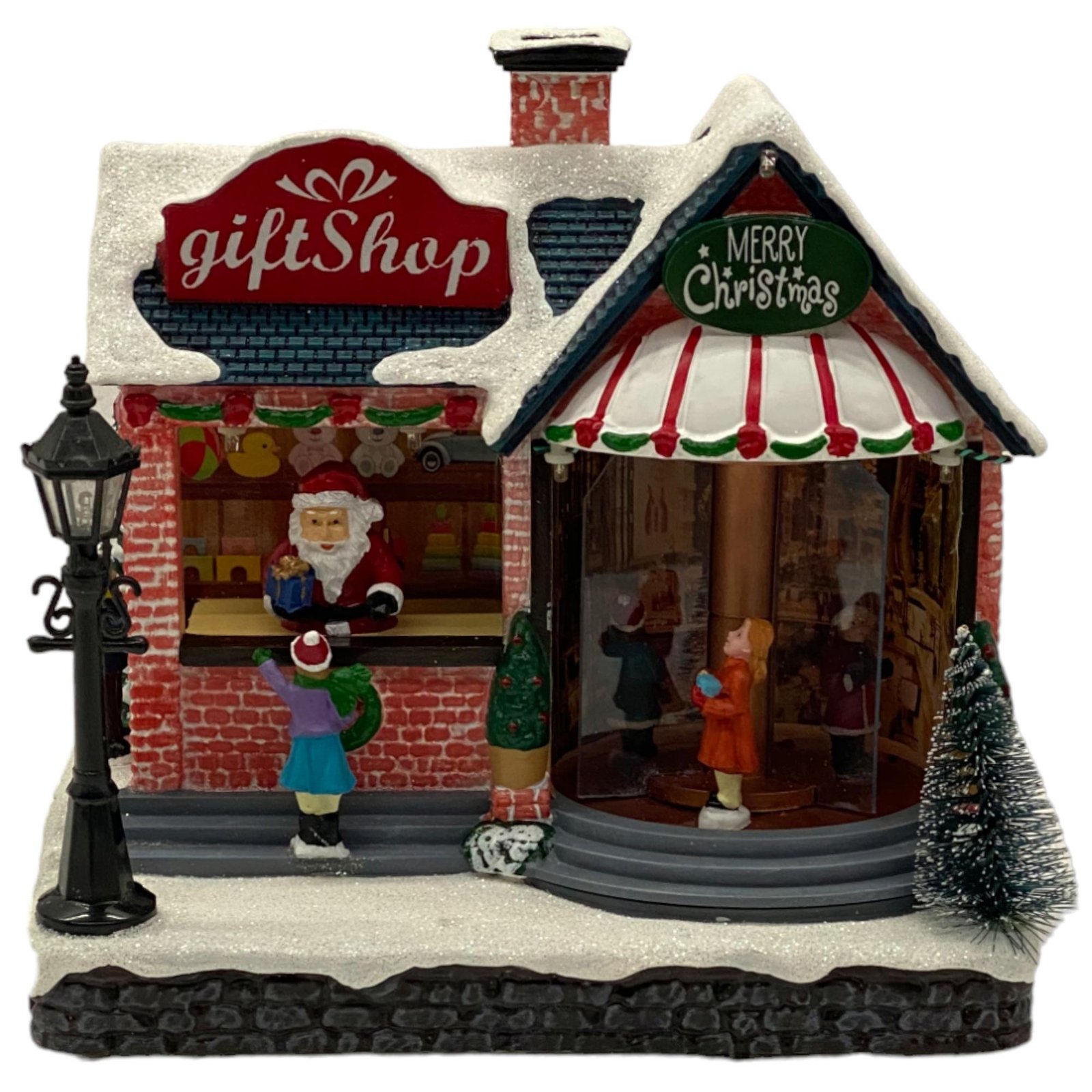 Villa navideño tienda regalo con luz y movimiento