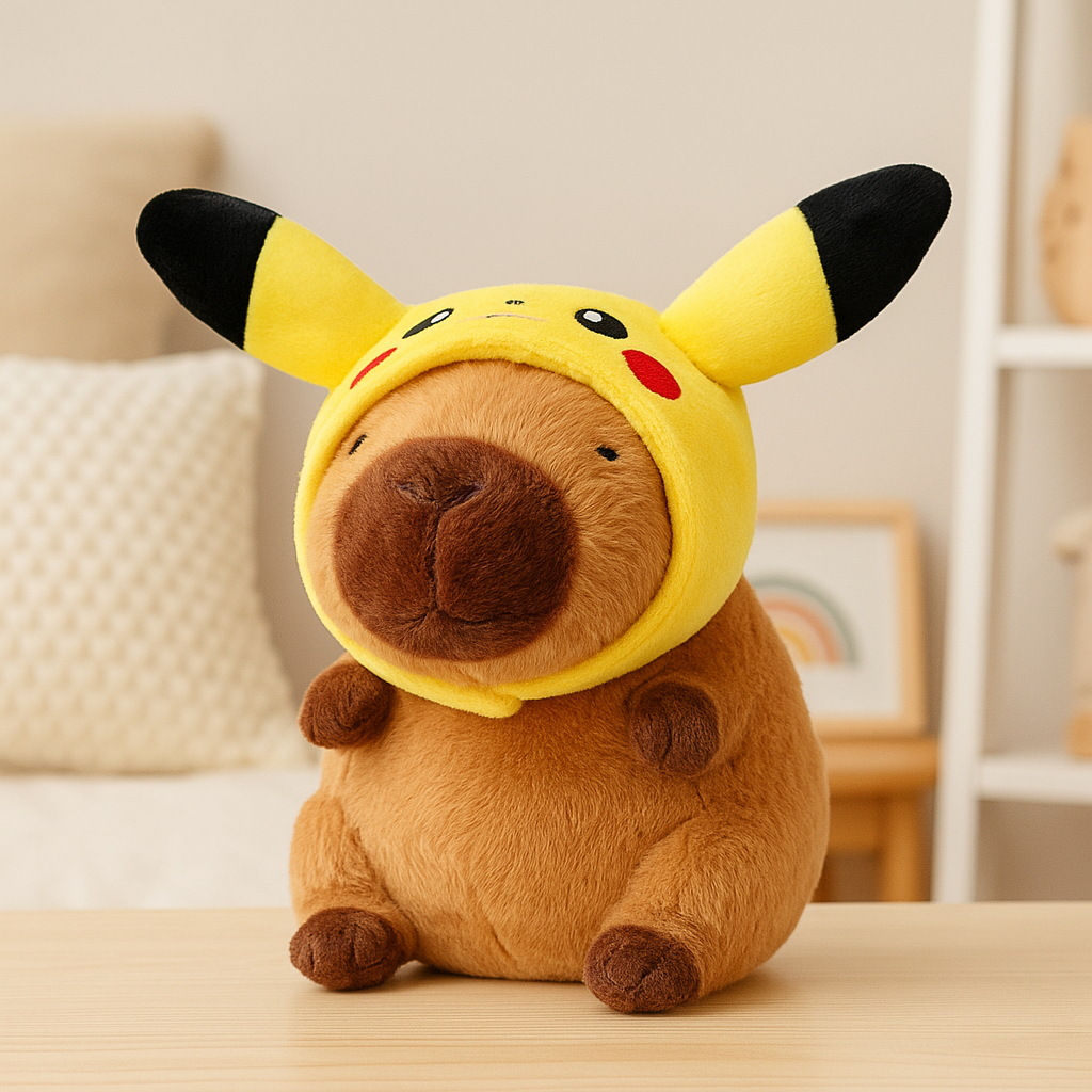 Peluche capibara y pikachu