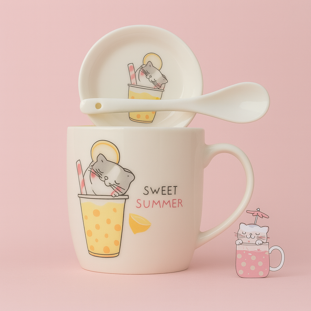 Taza con dibujo de gato