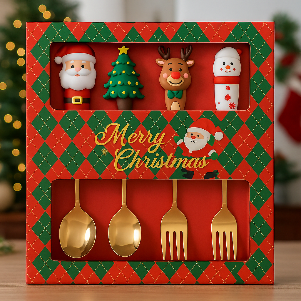 Cubiertos navideños en set de 4 piezas