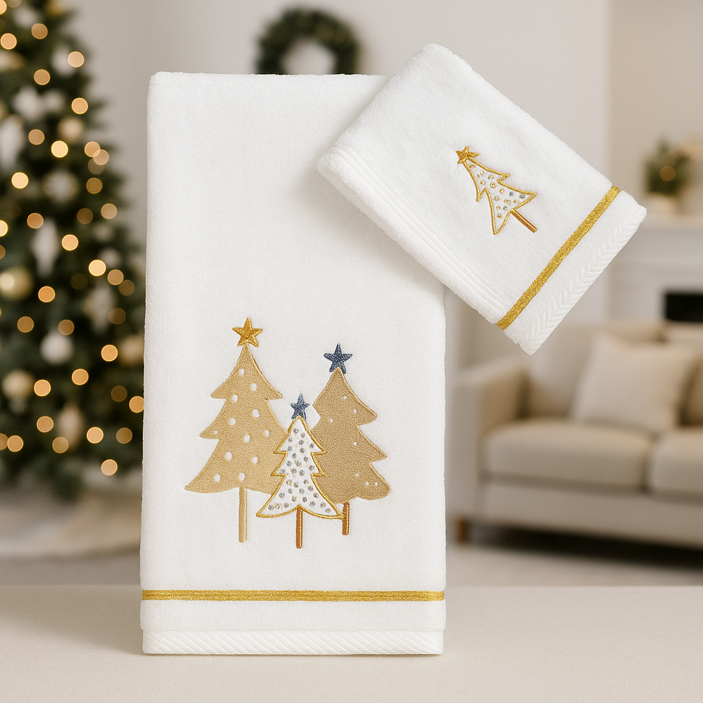 Paños blancos con arbol set 2