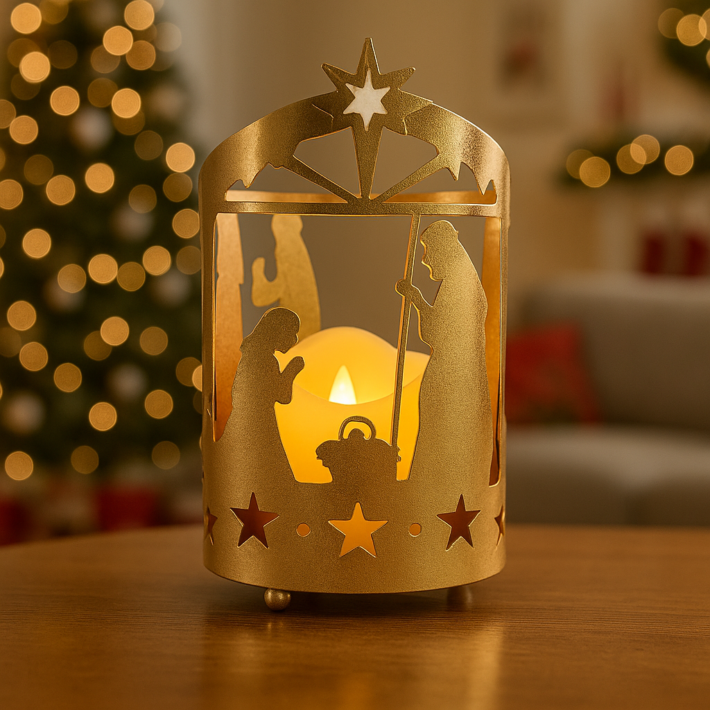 Portavela de nacimiento con luz