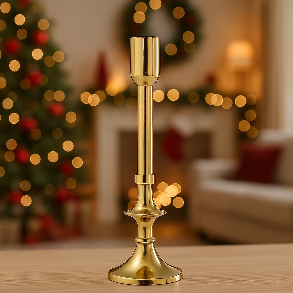 Cadelabro dorado 12x12x34 cm
