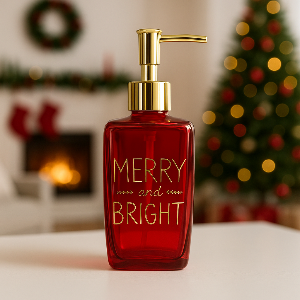 Jabonera roja merry christmas 500ml