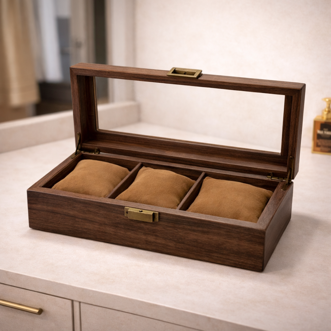 Caja para almacenar 3 relojes