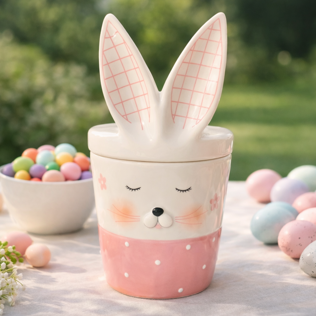 Alternative view of Taza de conejo con tapa pascua