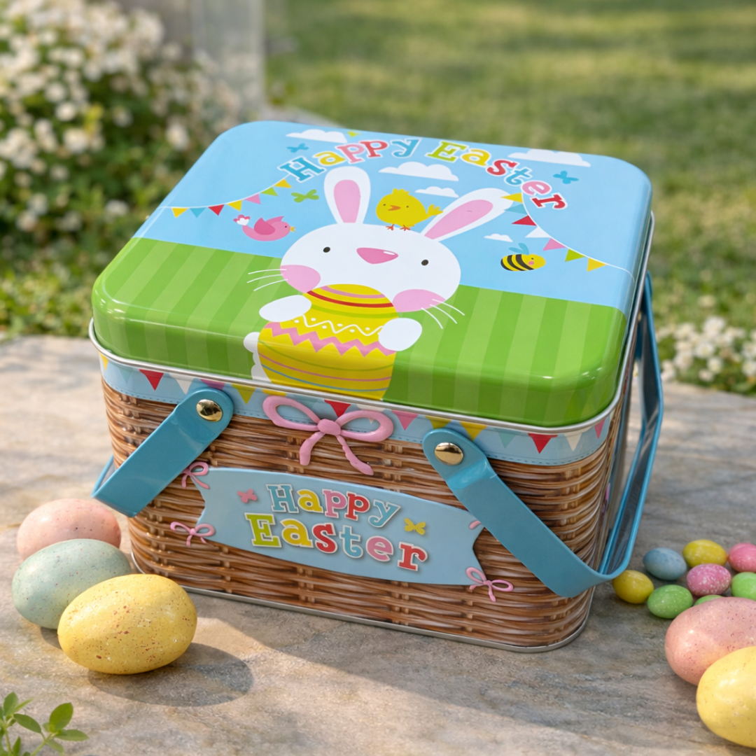 Recipiente con tapa diseño pascua