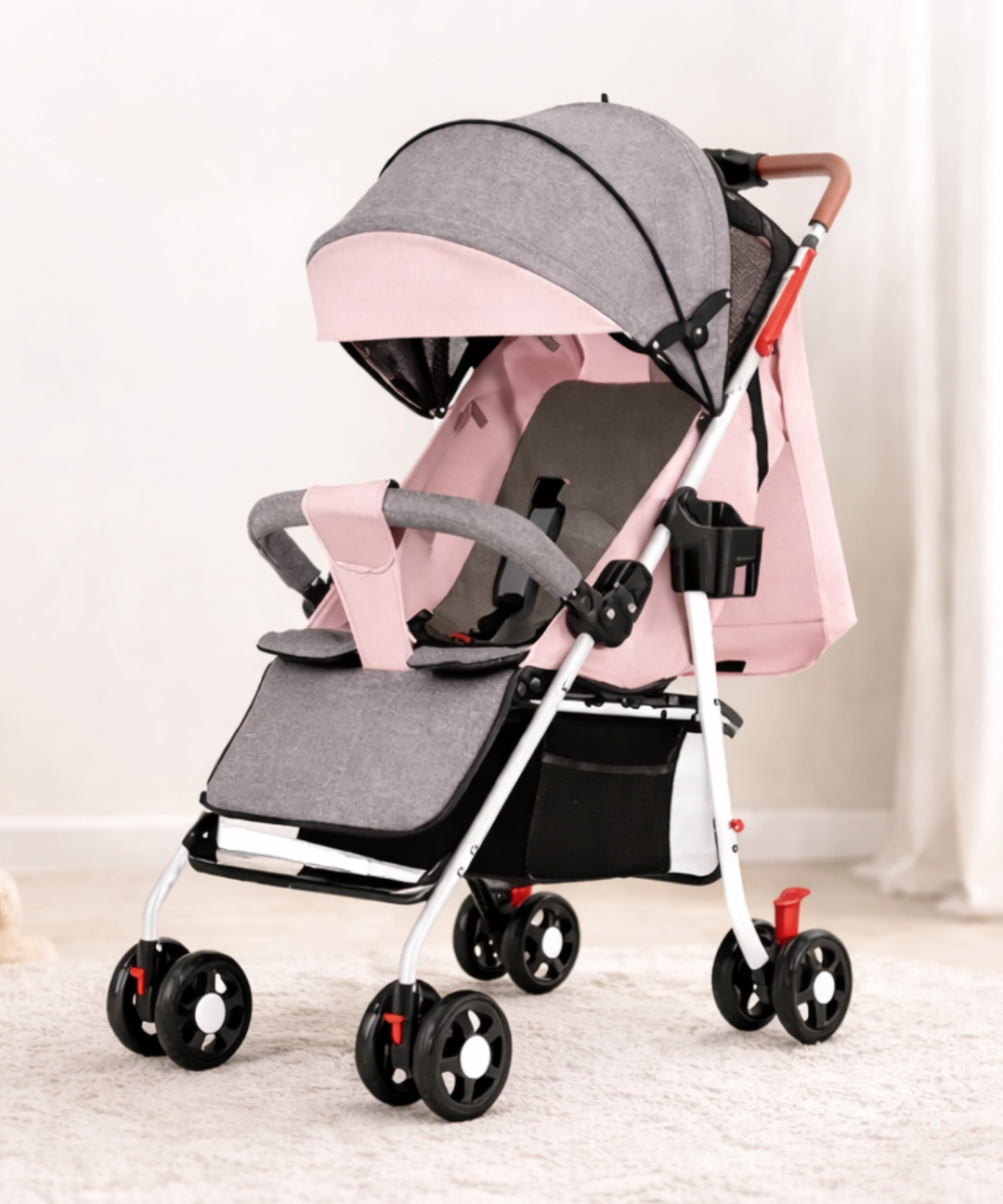 Coche para bebé rosado