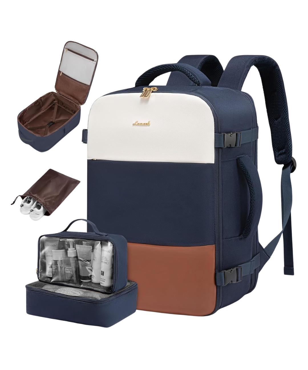 Maletin de viaje azul y cafe