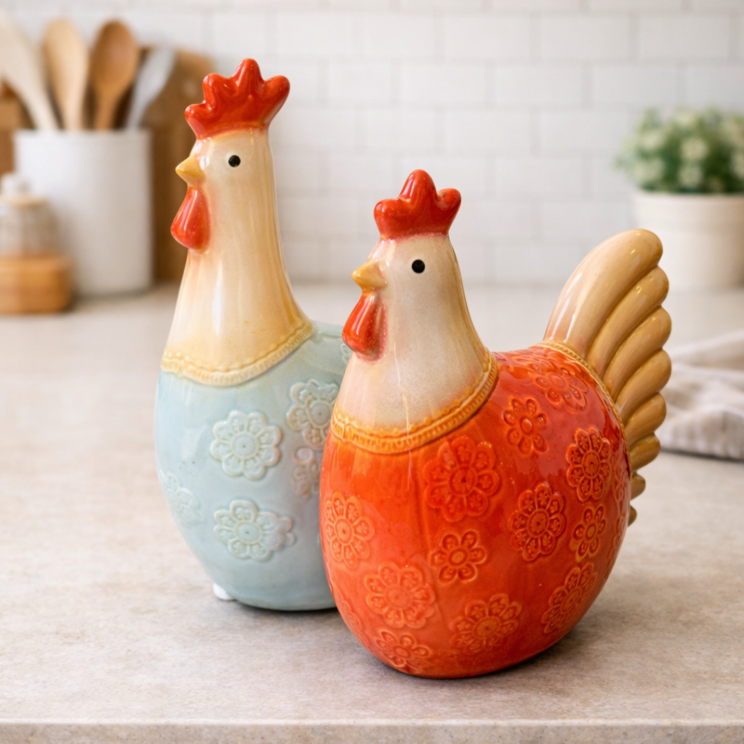 Adorno de gallinas en set de 2