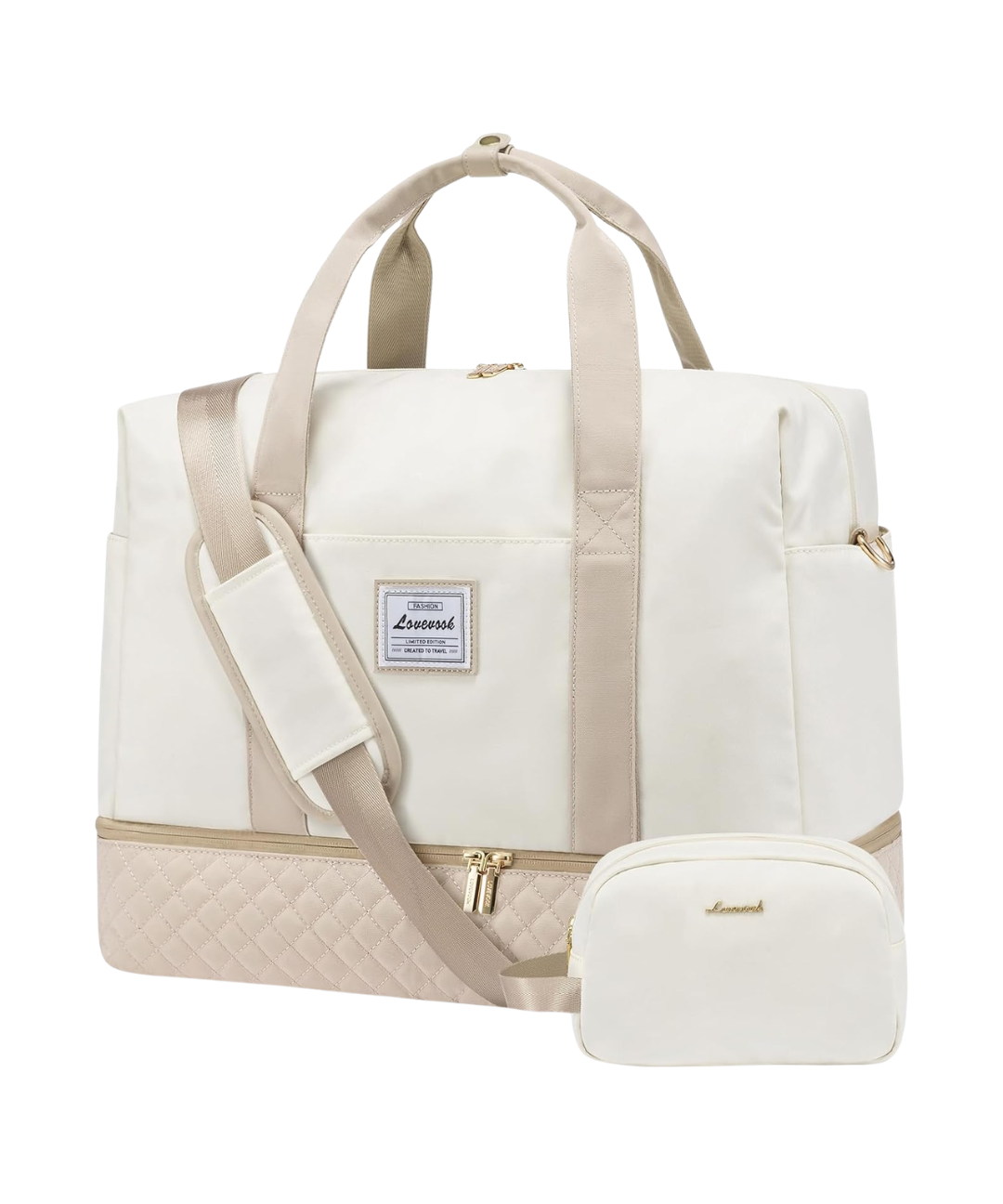 Maletin beige con blanco