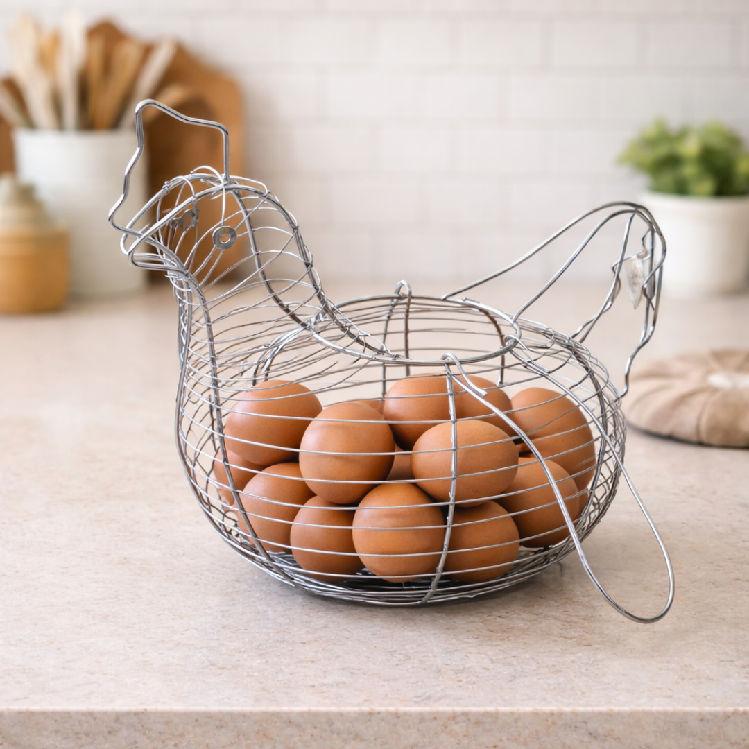 Gallina plateada para guardar huevos