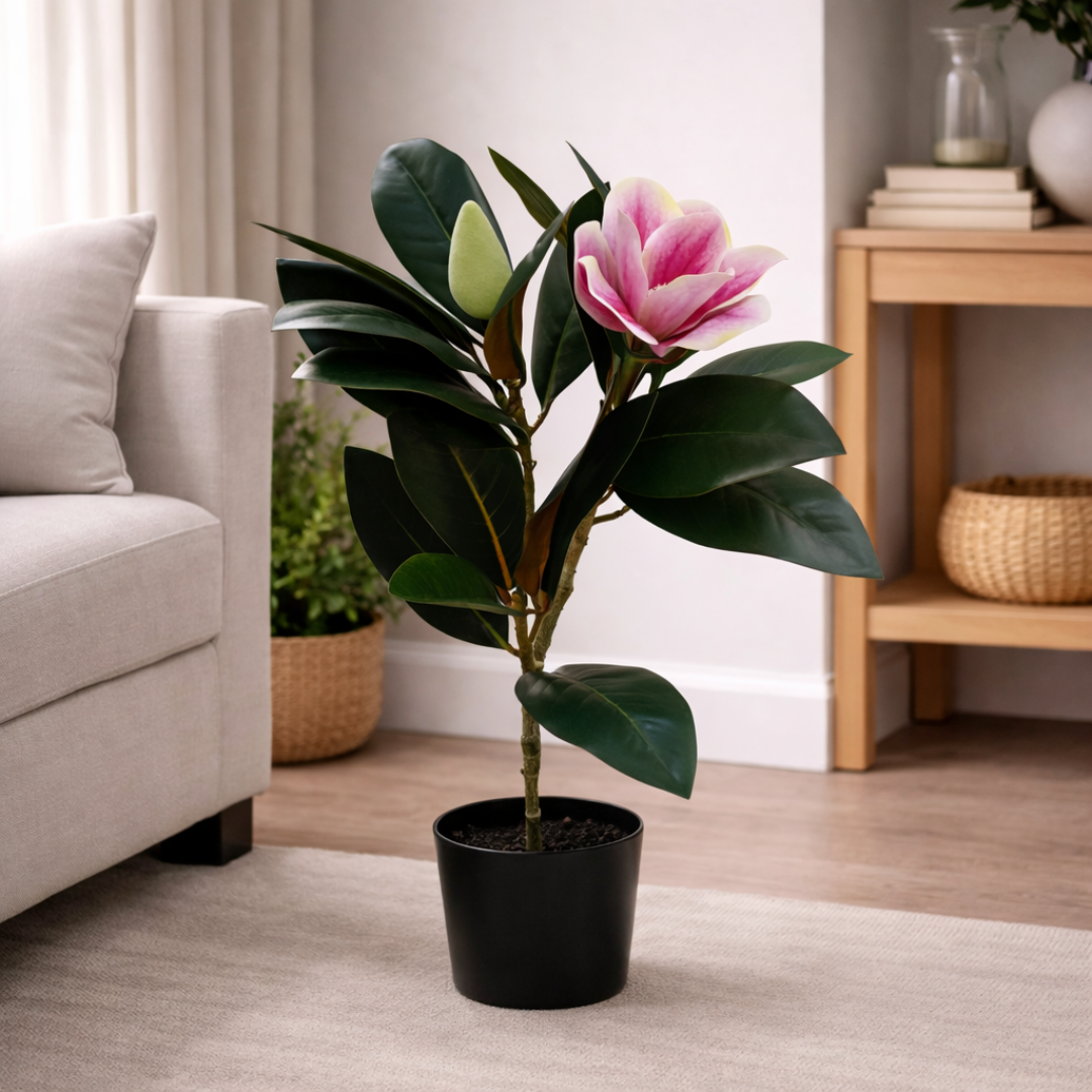 Planta artificial con flores