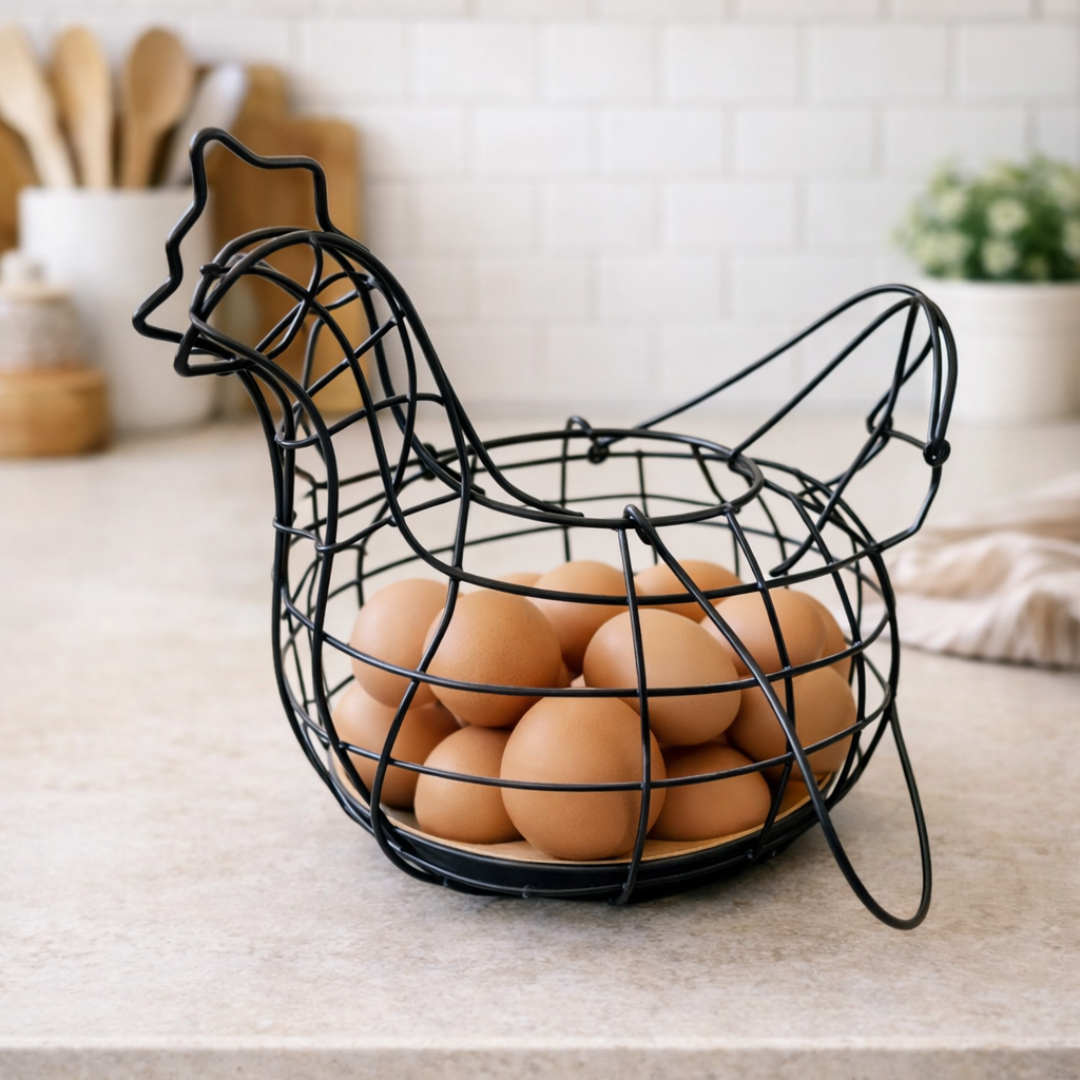 Gallina negra para guardar huevos