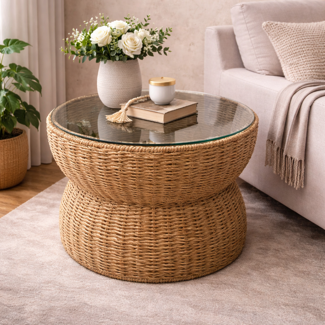 Mesa grande con sobre de vidrio