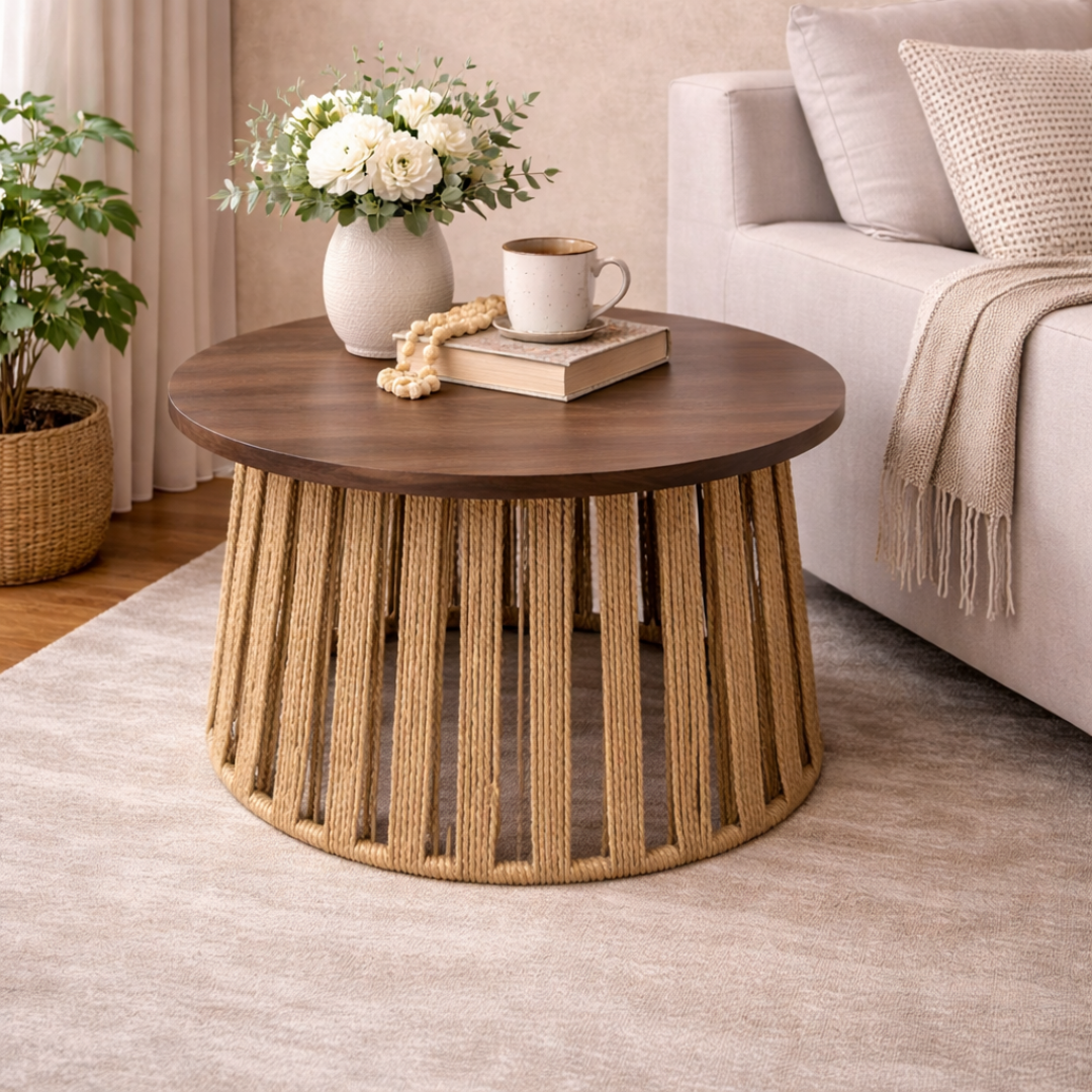 Mesa redonda mediana de mecate