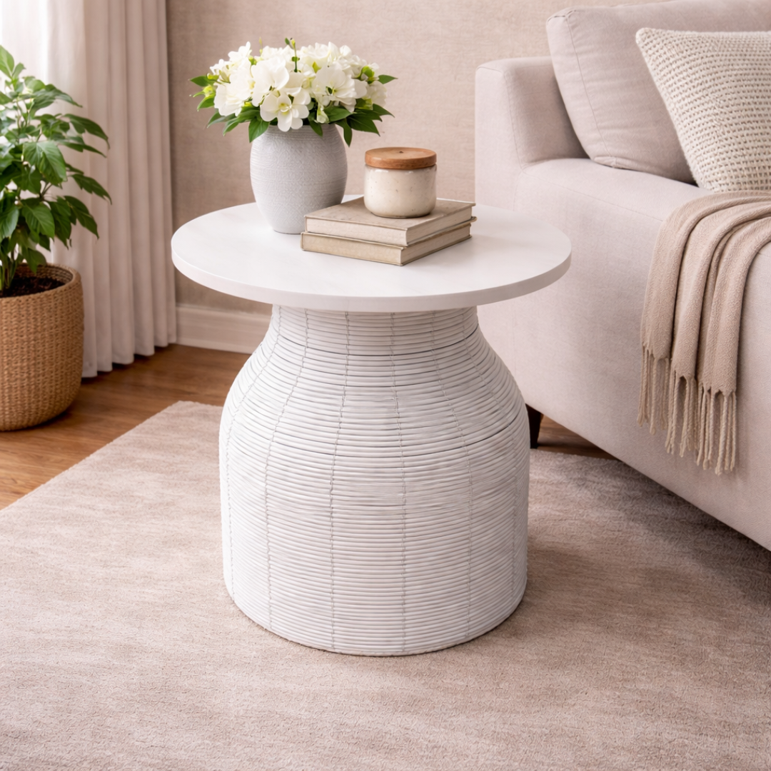 Mesa con base blanca grande