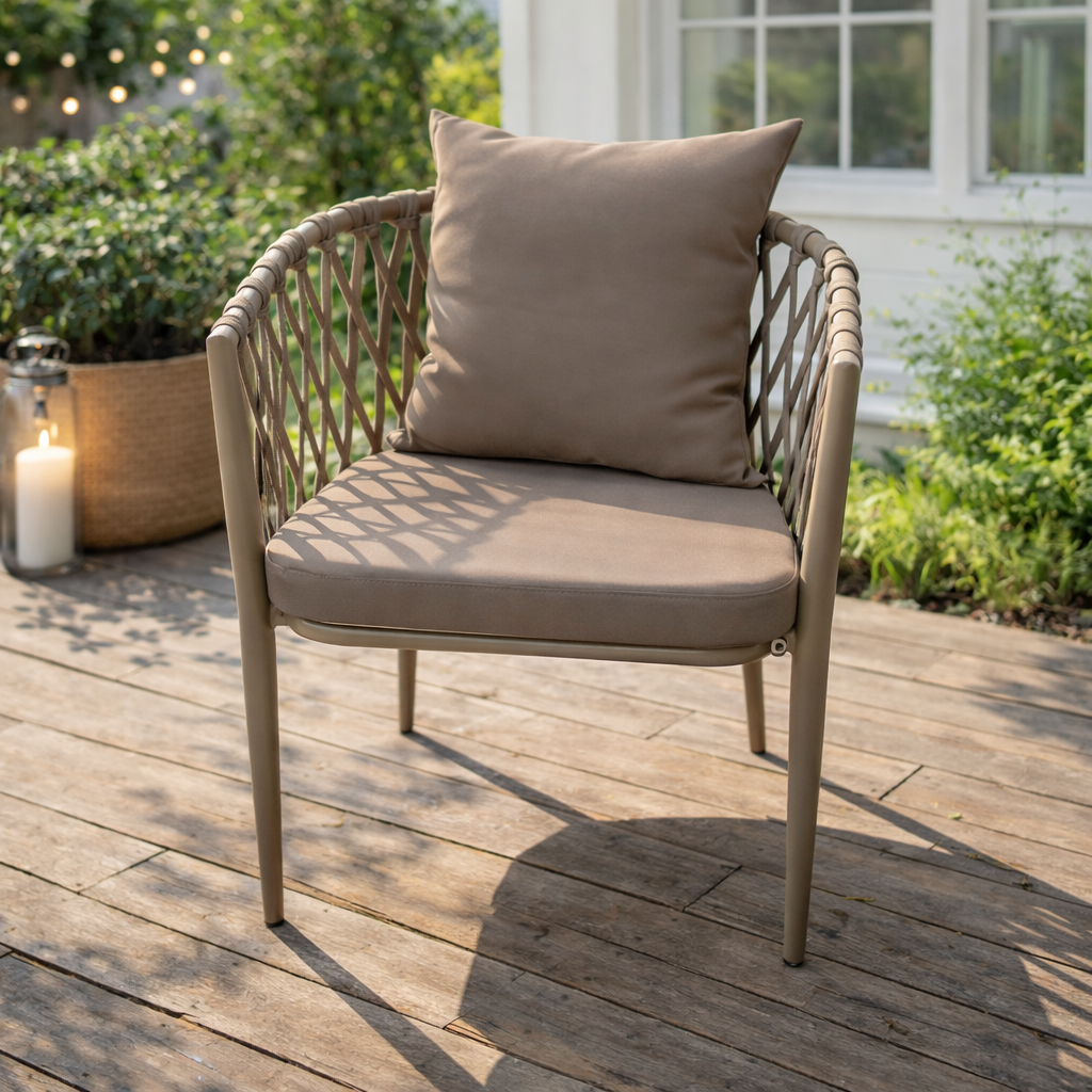 Silla kakhi con cojin