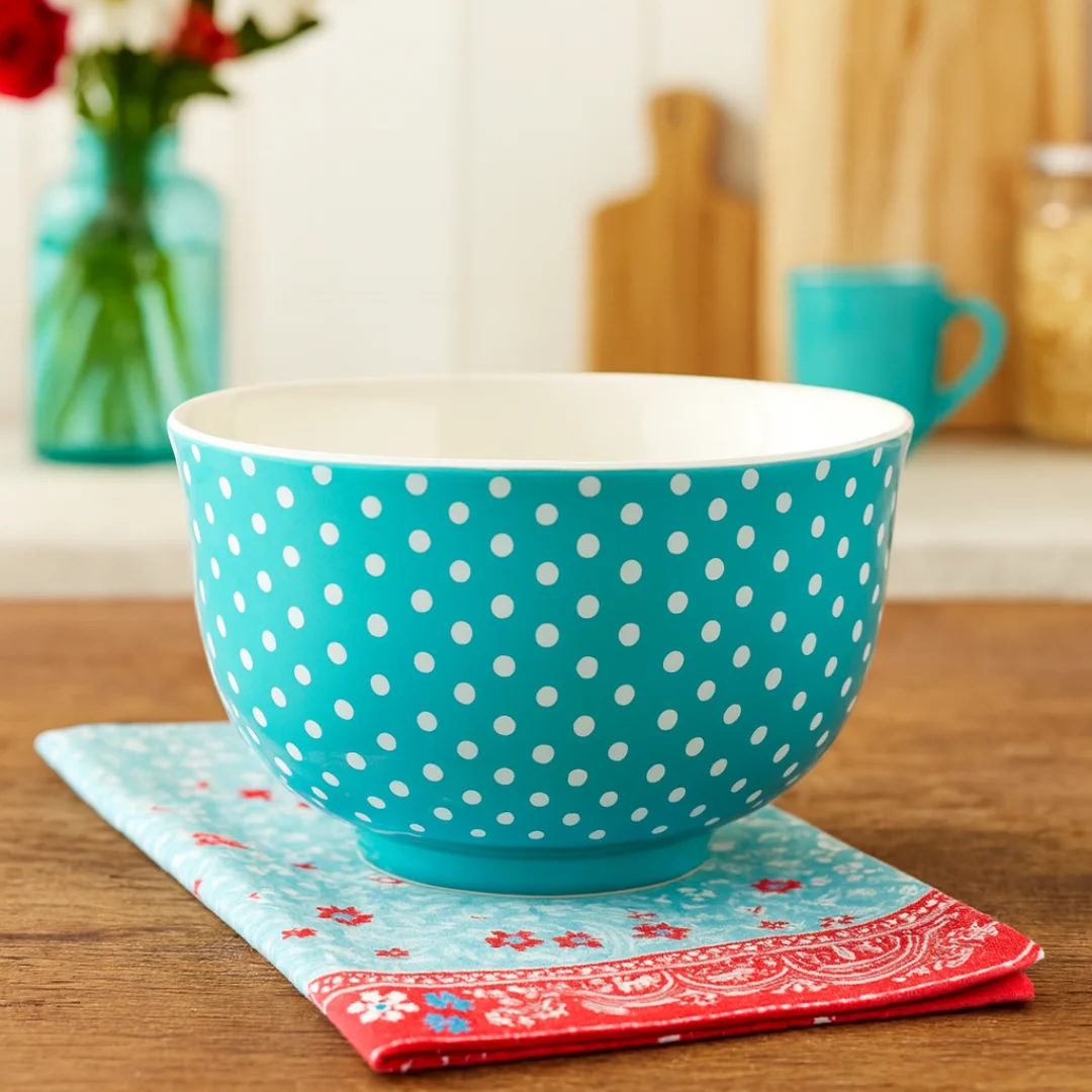 Bowl Celeste Con Puntos Blancos