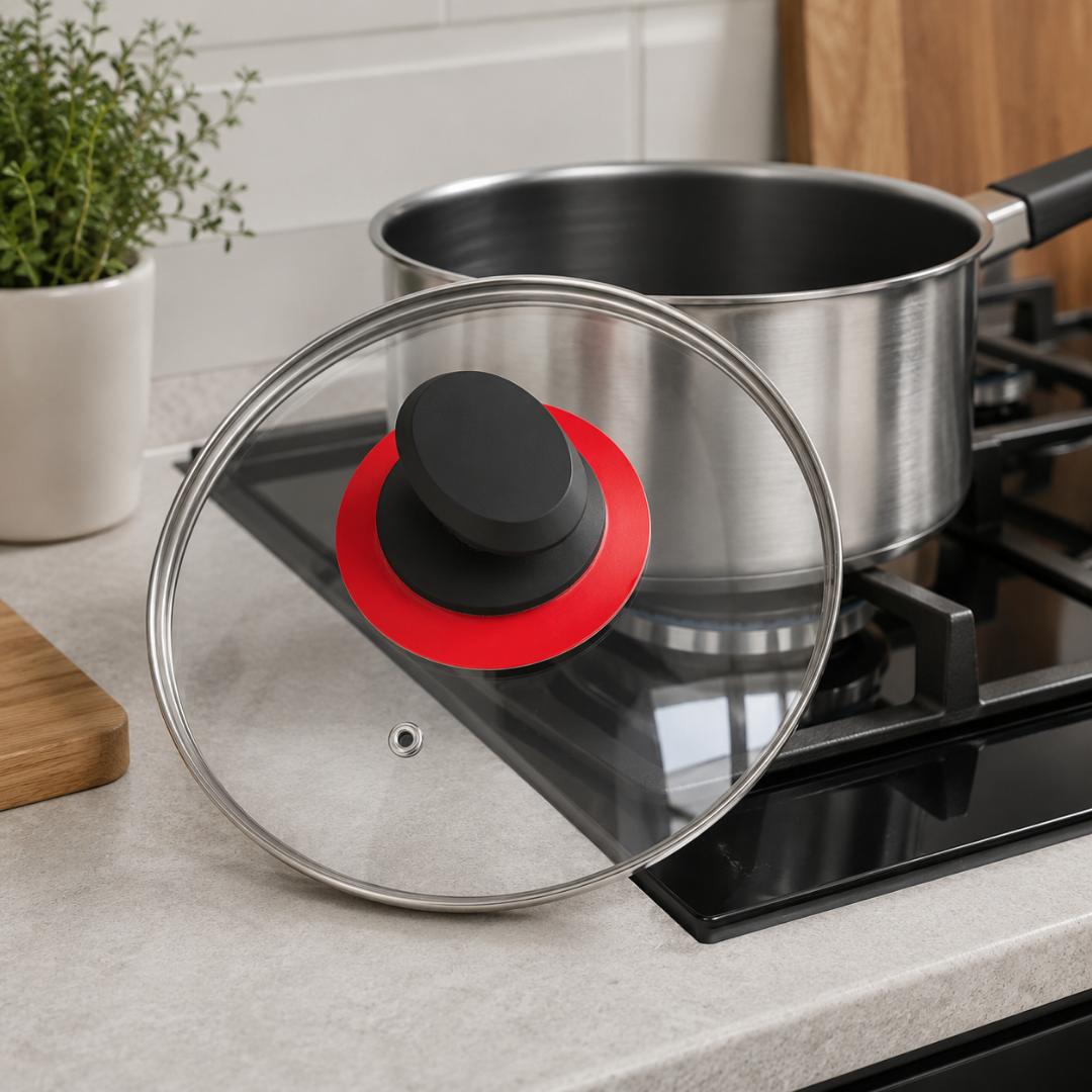 Tapas Vidrio Borde Acero Inox 20Cm