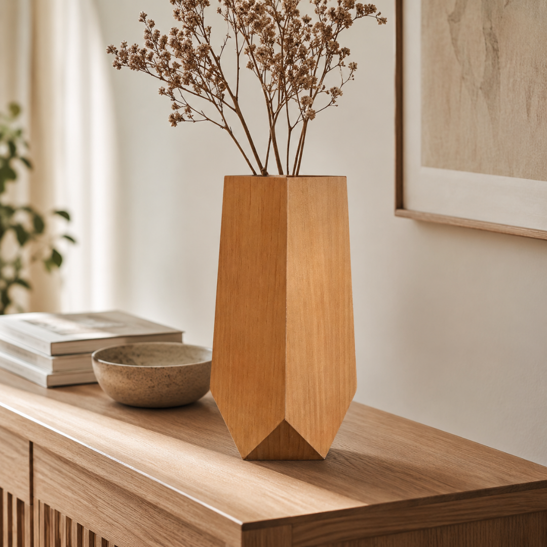 Jarron De Madera De 14.6X14.6X39.4Cms