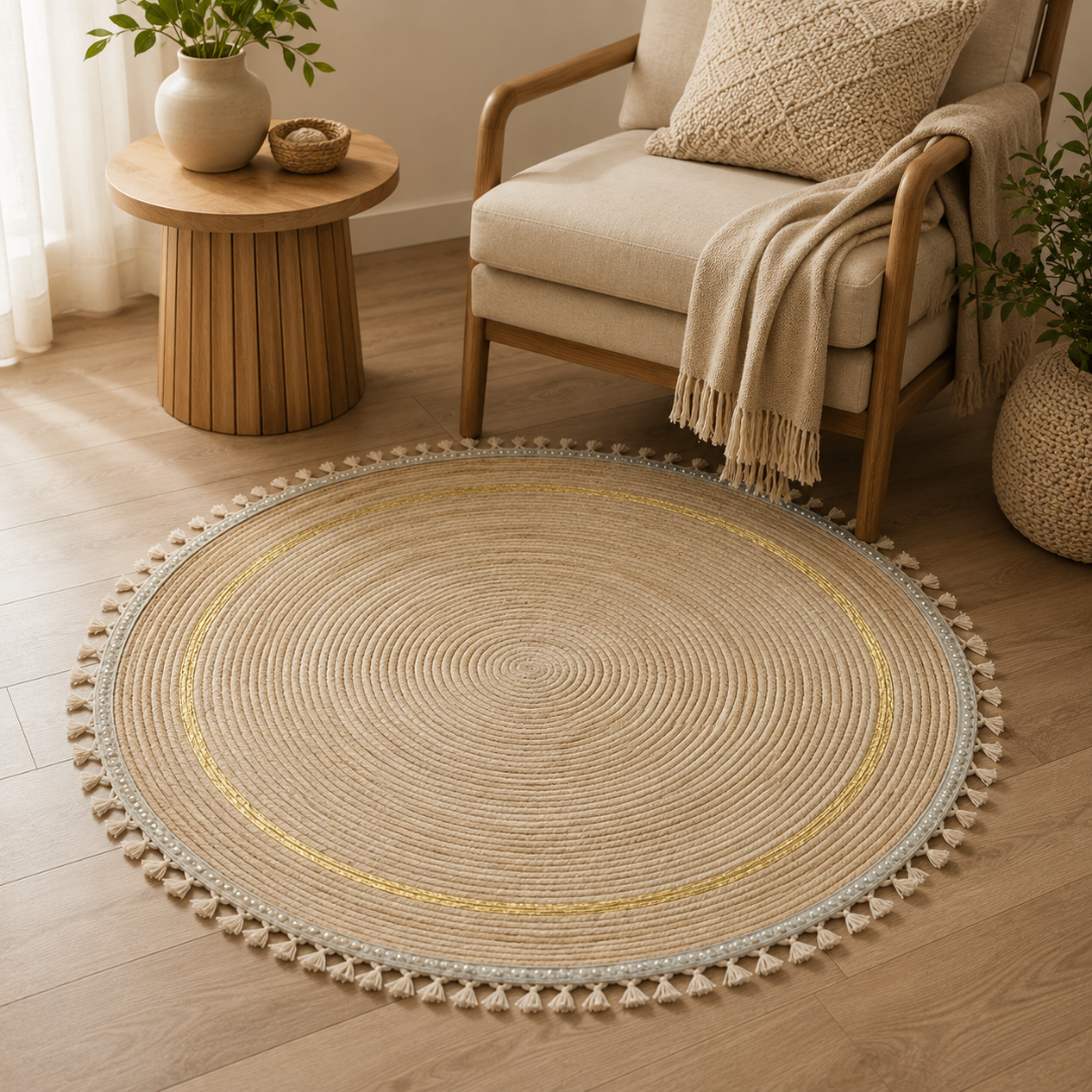 Alfombra redonda de yute 100cm