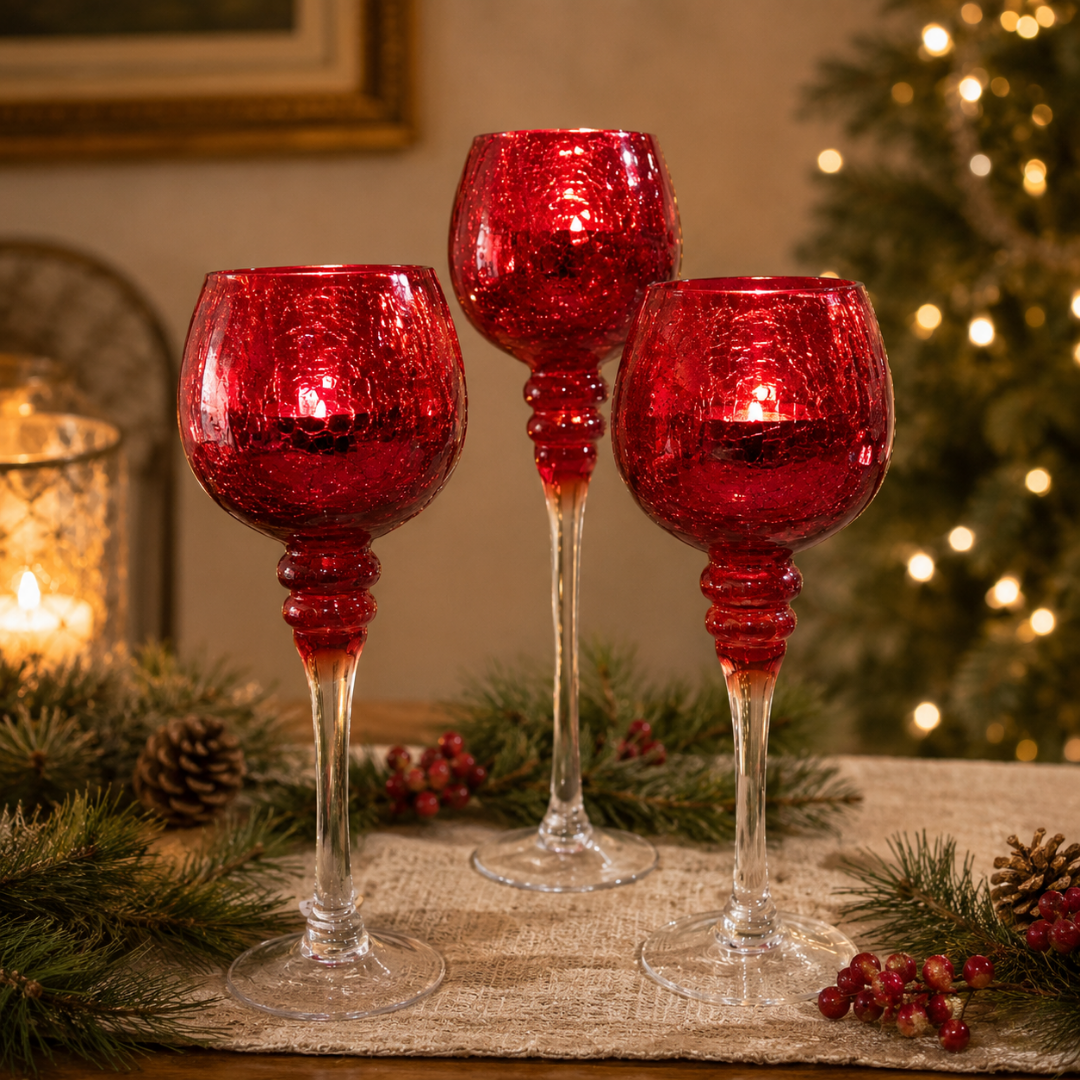 Copas Candelabro Rojas En Set De 3