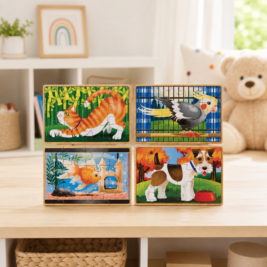 Rompecabezas de mascotas en caja set de 4