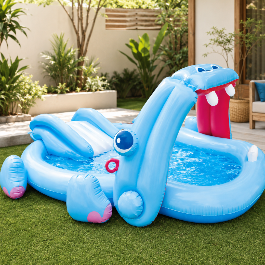 Centro inflable de juegos hipopotámo