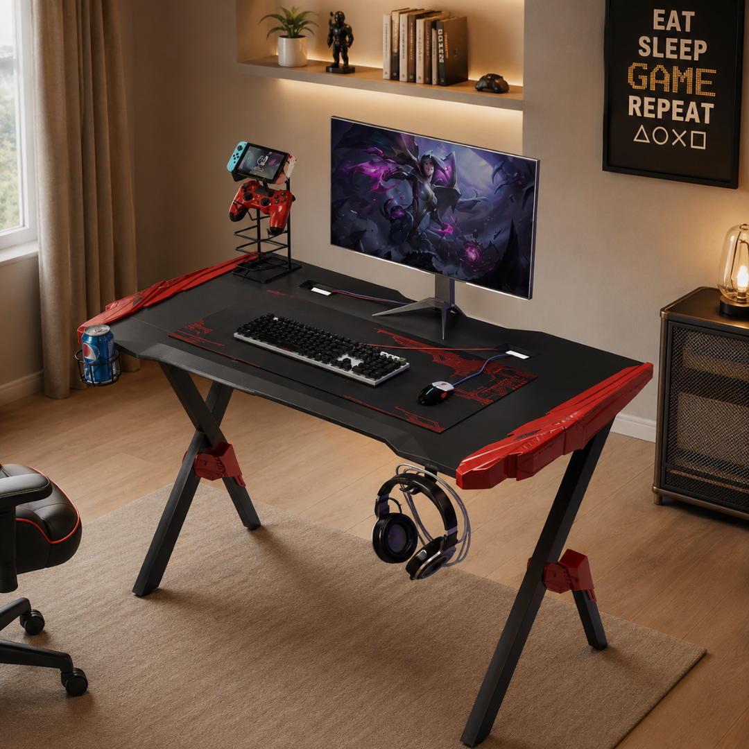 Escritorio gamer rojo-negro