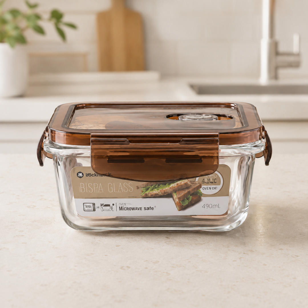 Recipiente cuadrado de vidrio para alimentos 490 mL