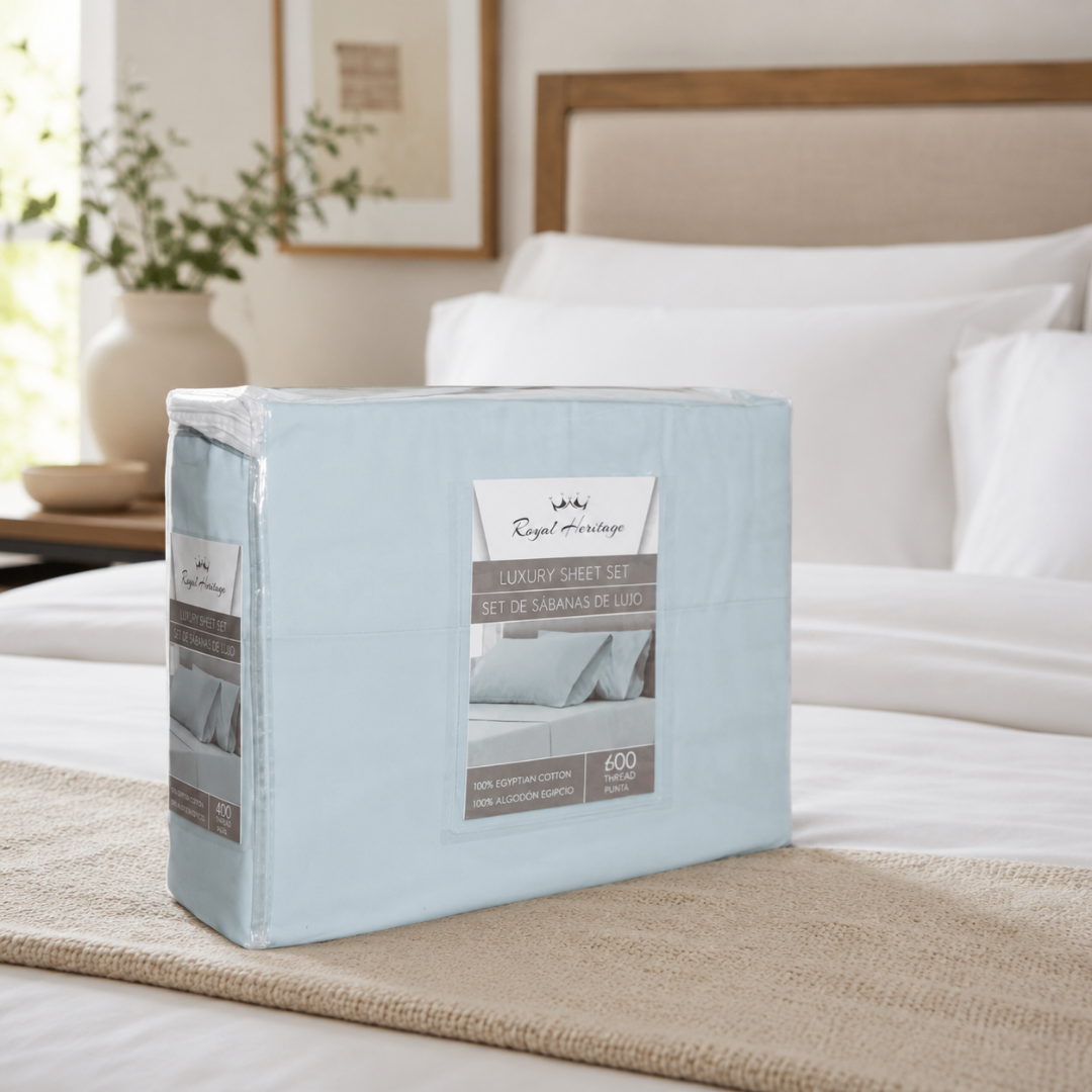 Juego de sábanas de lujo aqua tamaño matrimonial