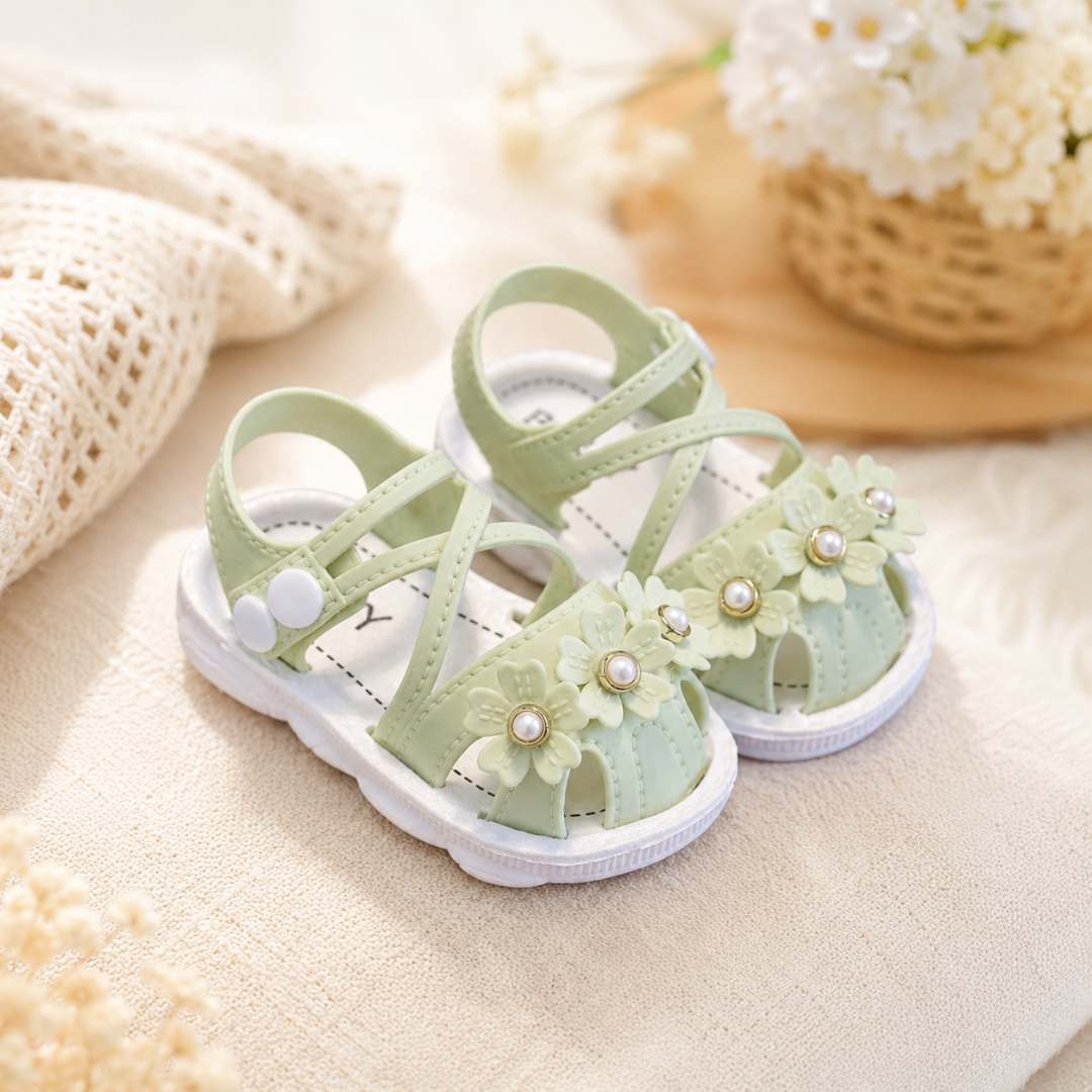 Sandalias de flores verdes