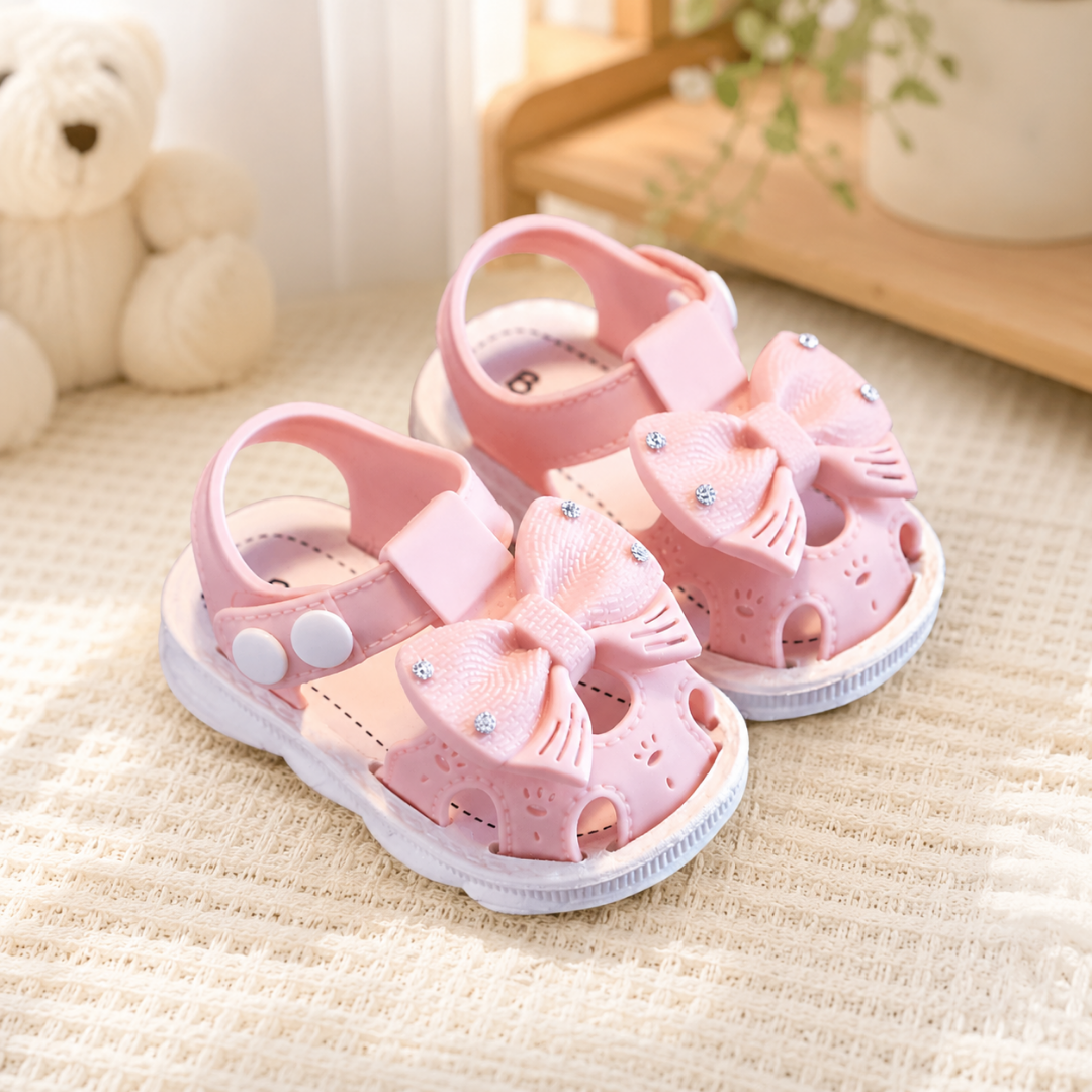 Sandalias de lazos rosas