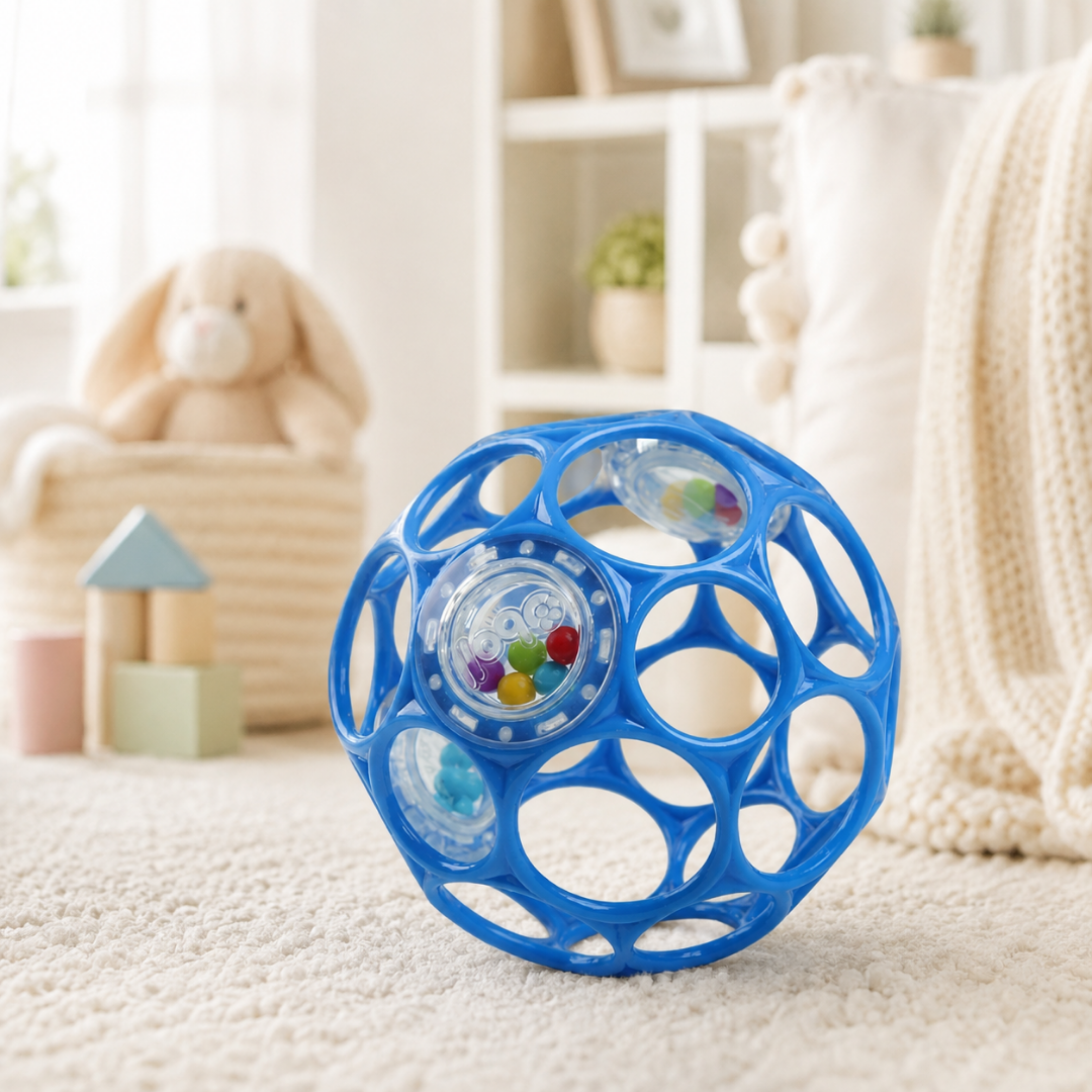 Bola Oball sonajero suave azul fácil agarre
