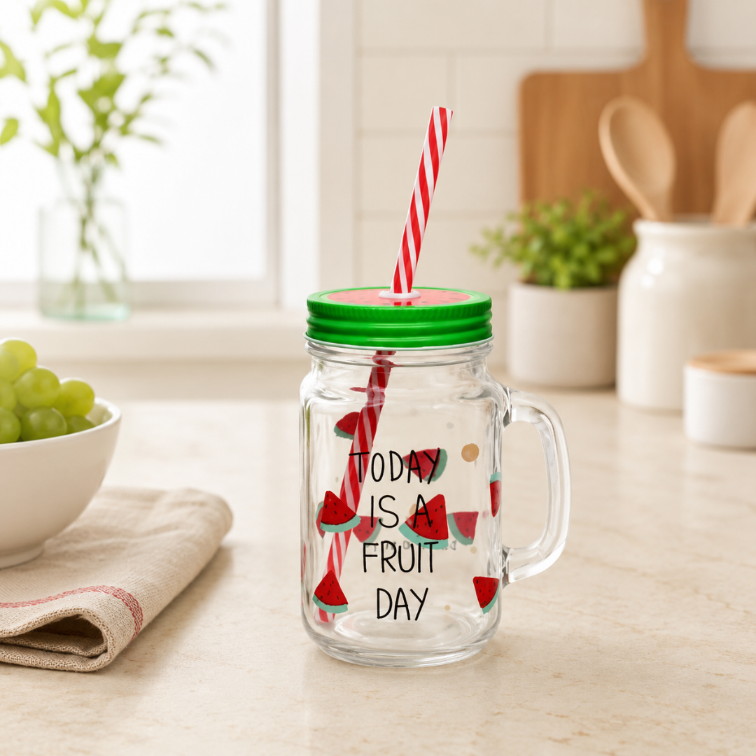 Mason jar 'Today is a fruit day' 480mL