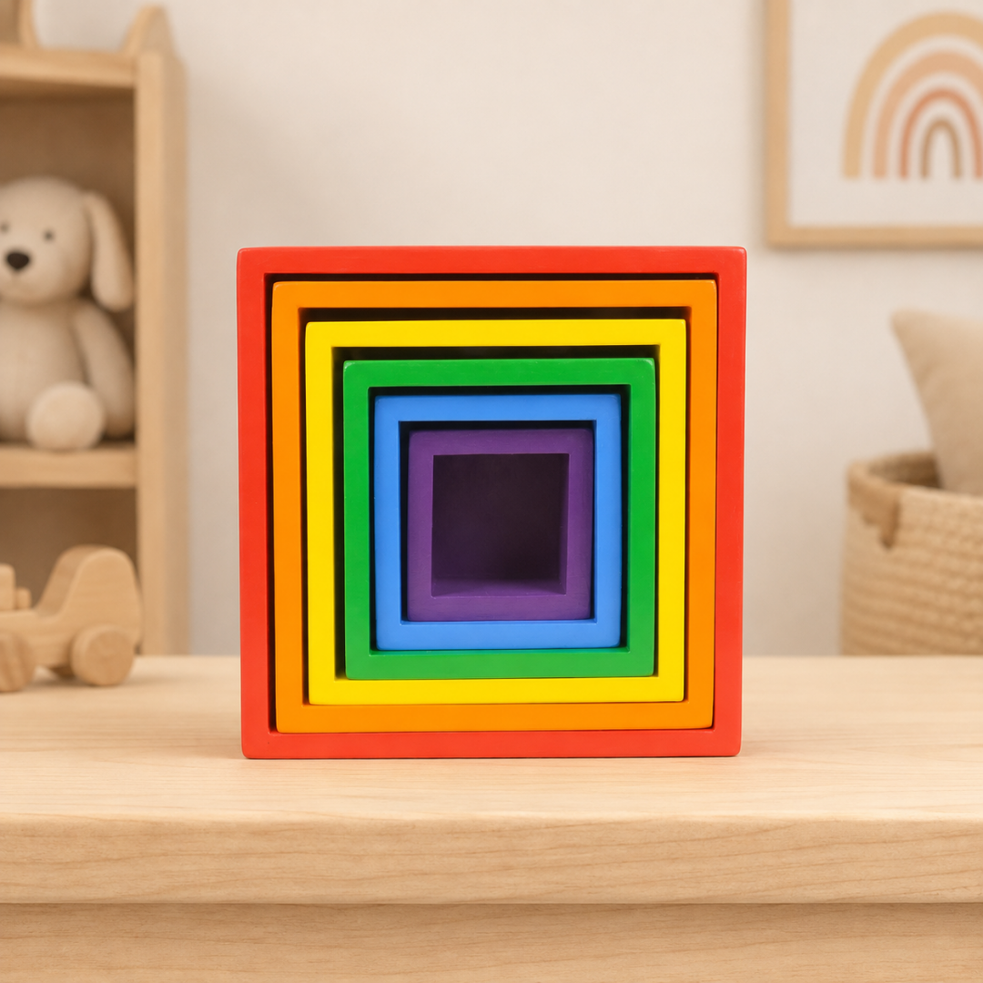 Cubos de madera arcoíris
