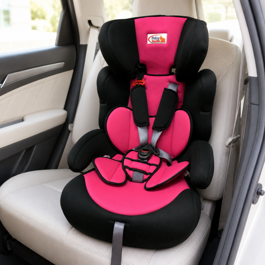 Silla de carro y booster negro/fucsia