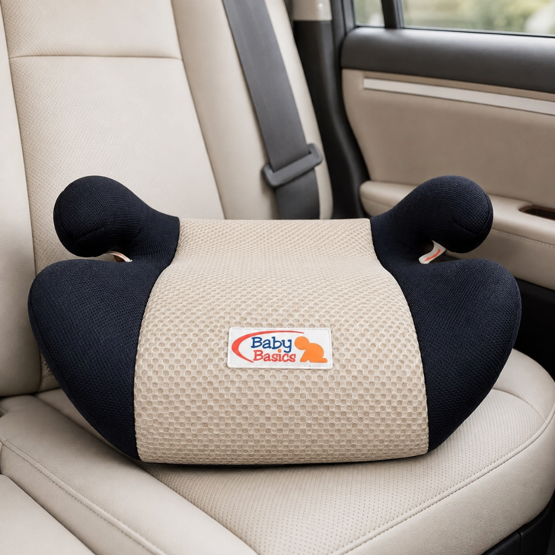 Booster para carro beige con azul