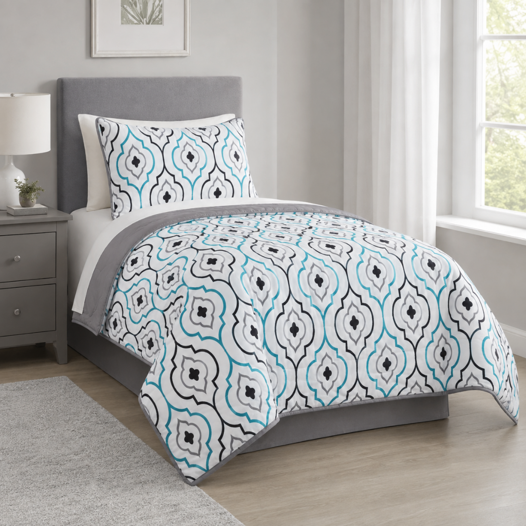 Cubrecama cuadros set de 3pcs twin